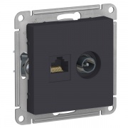 Розетка двойная ТV + компьютерная RJ45, кат 5Е, SE AtlasDesign, карбон