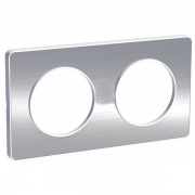 Рамка Odace 2 поста полированный алюминий (алюминевая вставка)