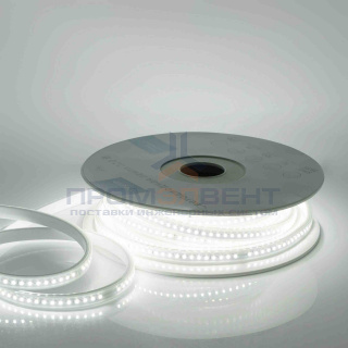 10-59 Светодиодная лента 220В, СТ, 12Вт/м, smd2835, 120д/м, IP65, 1200Лм/м, 15м, х/б, 6500К