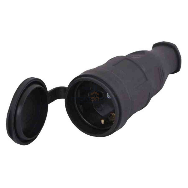 РА16-005 Розетка переносная с заземлением, материал-каучук 250В 16А (до 4кВт) IP44