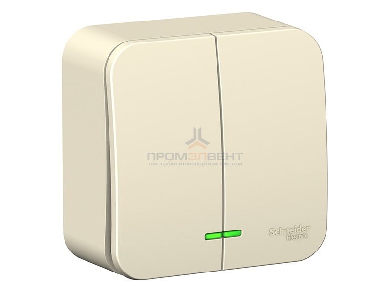 Выключатель 2-клавишный с подсветкой (cх.5) Blanca Schneider Electric 6А 250В молочный изол.пластина