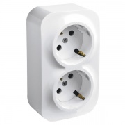 Розетка двойная Legrand Quteo с заземлением со шторками белая [уп 10шт]