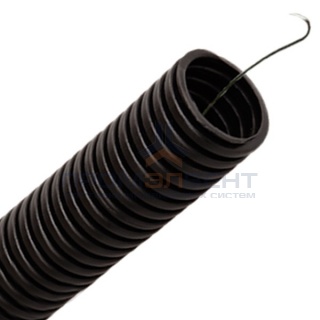 Труба гофрированная ПНД HF d50мм с протяжкой безгалогенная стойкая к ультрафиолету черная [15м]