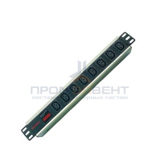 Блок розеток для 19" шкафов, 8 розеток IEC60320 С13, амперметр