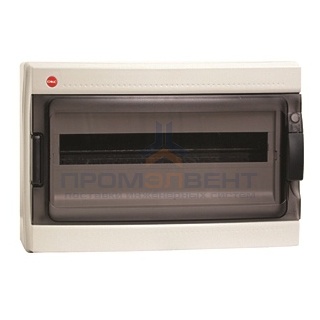 Щиток настенный DKC на 18 модулей IP65 серый с прозрачной дверцей с клеммником 87518 и замком